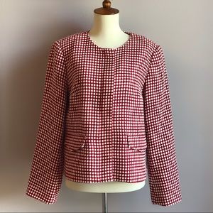 Talbots Red White Polka Dot Wool Blazer Size 12